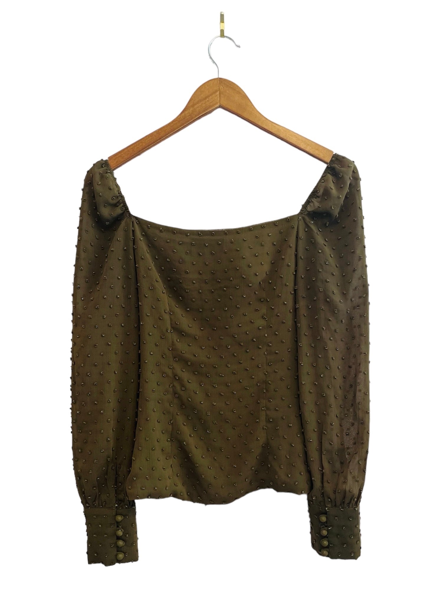 Goldie Army Green Button Up Blouse Size: Small