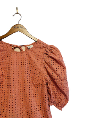 Puff Sleeve Eyelet Blouse Size: Medium