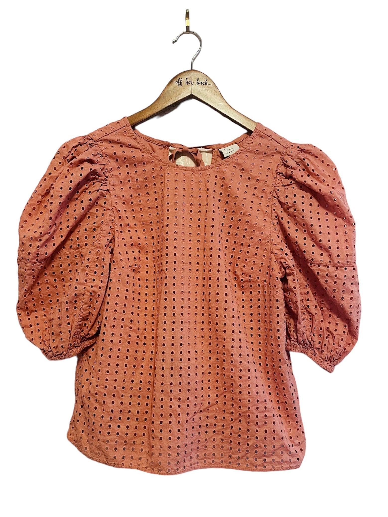 Puff Sleeve Eyelet Blouse Size: Medium