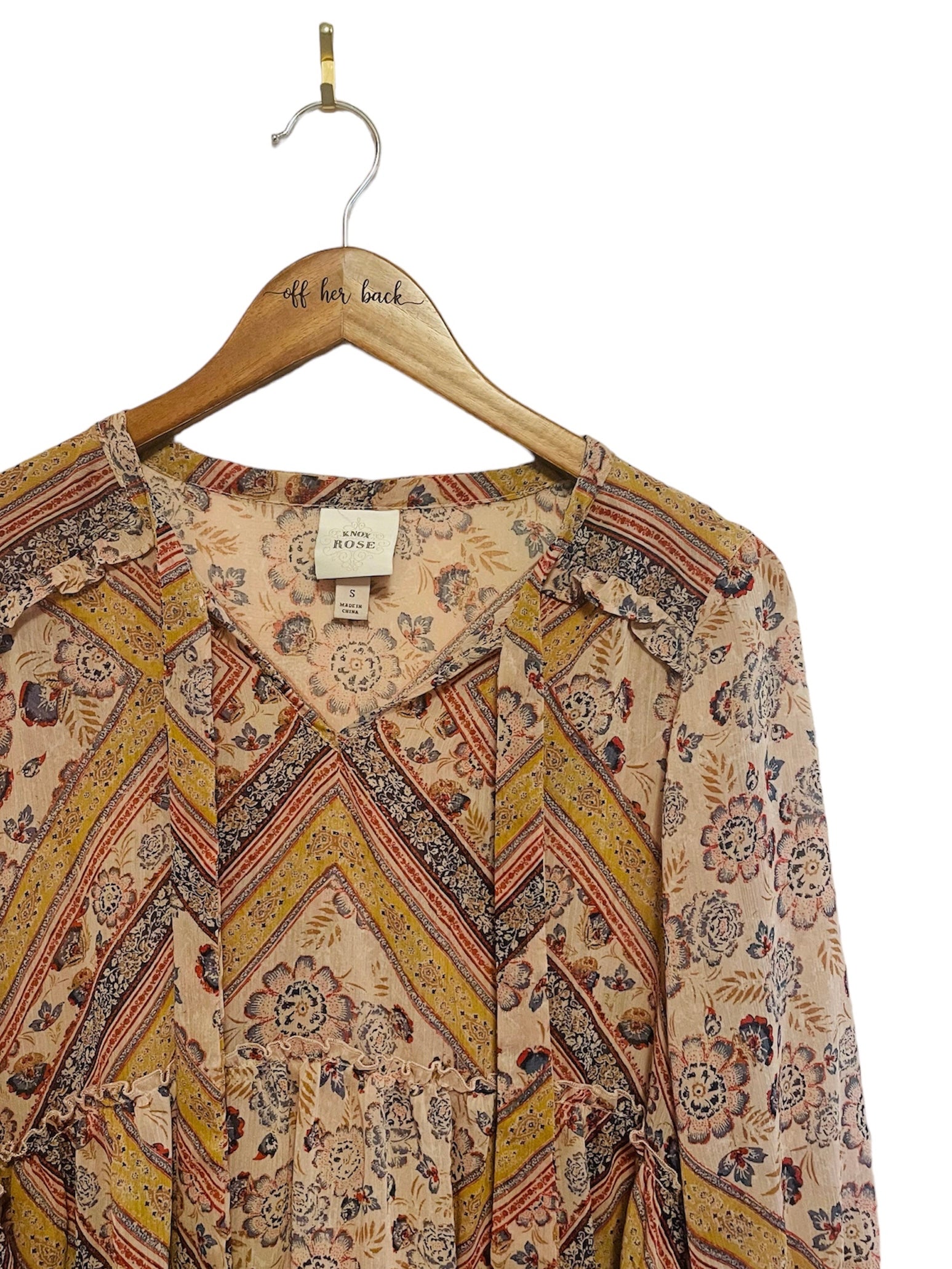 Multi Color Printed Blouse Size: Small