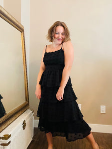 Textured Tier Black Dress Size: XSmall