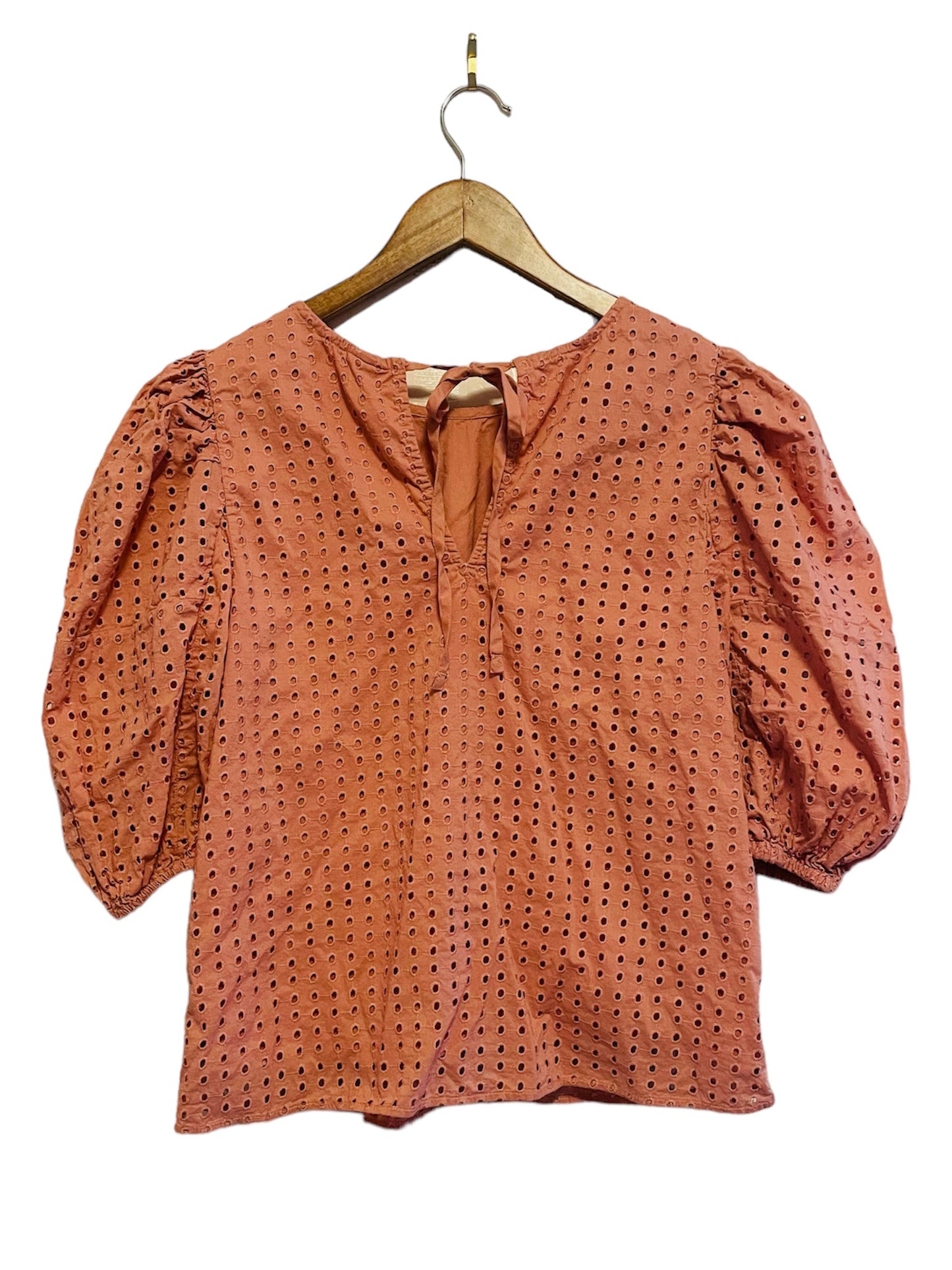 Puff Sleeve Eyelet Blouse Size: Medium