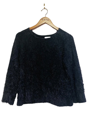 Fuzzy Navy Pullover Sweater Size: Small