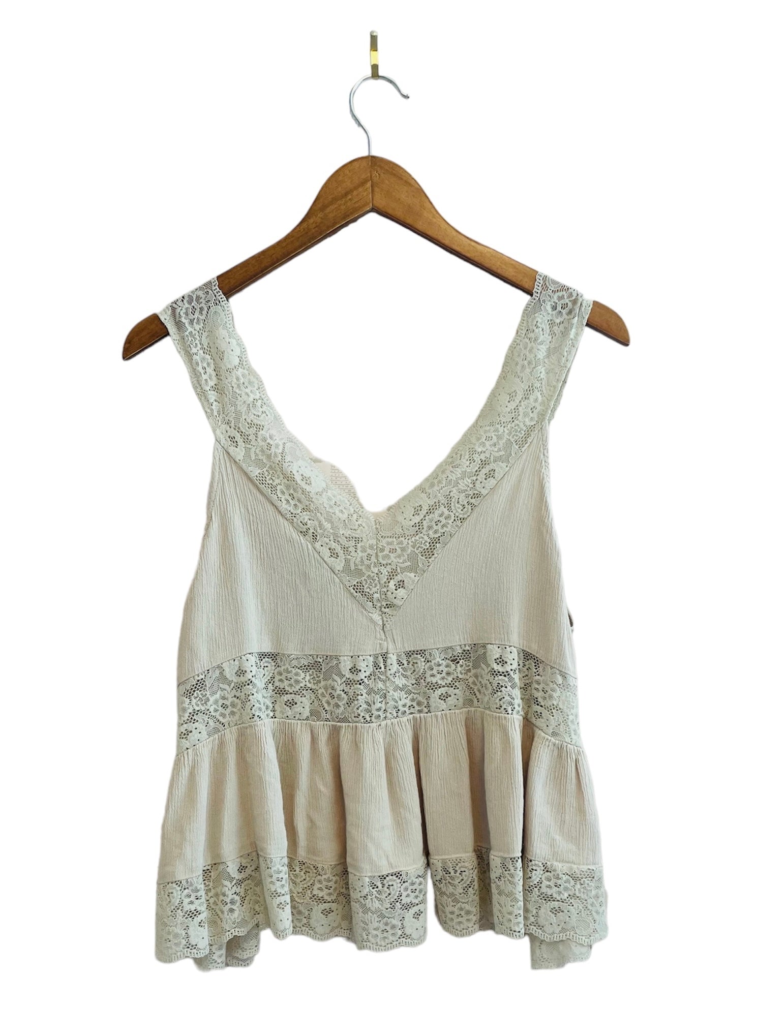 Cream Button-up Lace Tank Size: 3X (Best fit XL)