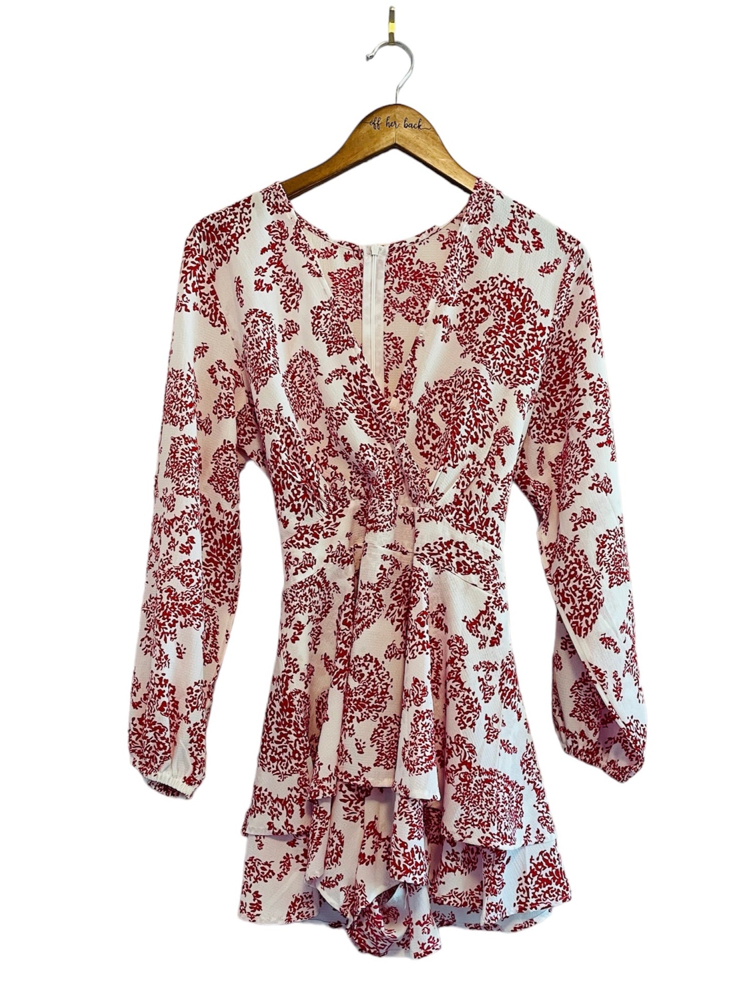 Printed Long Sleeve Romper Size: Medium
