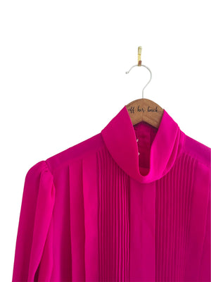 High Neck Magenta Blouse- Size: Vintage 8 *Modern Best Fits: Small