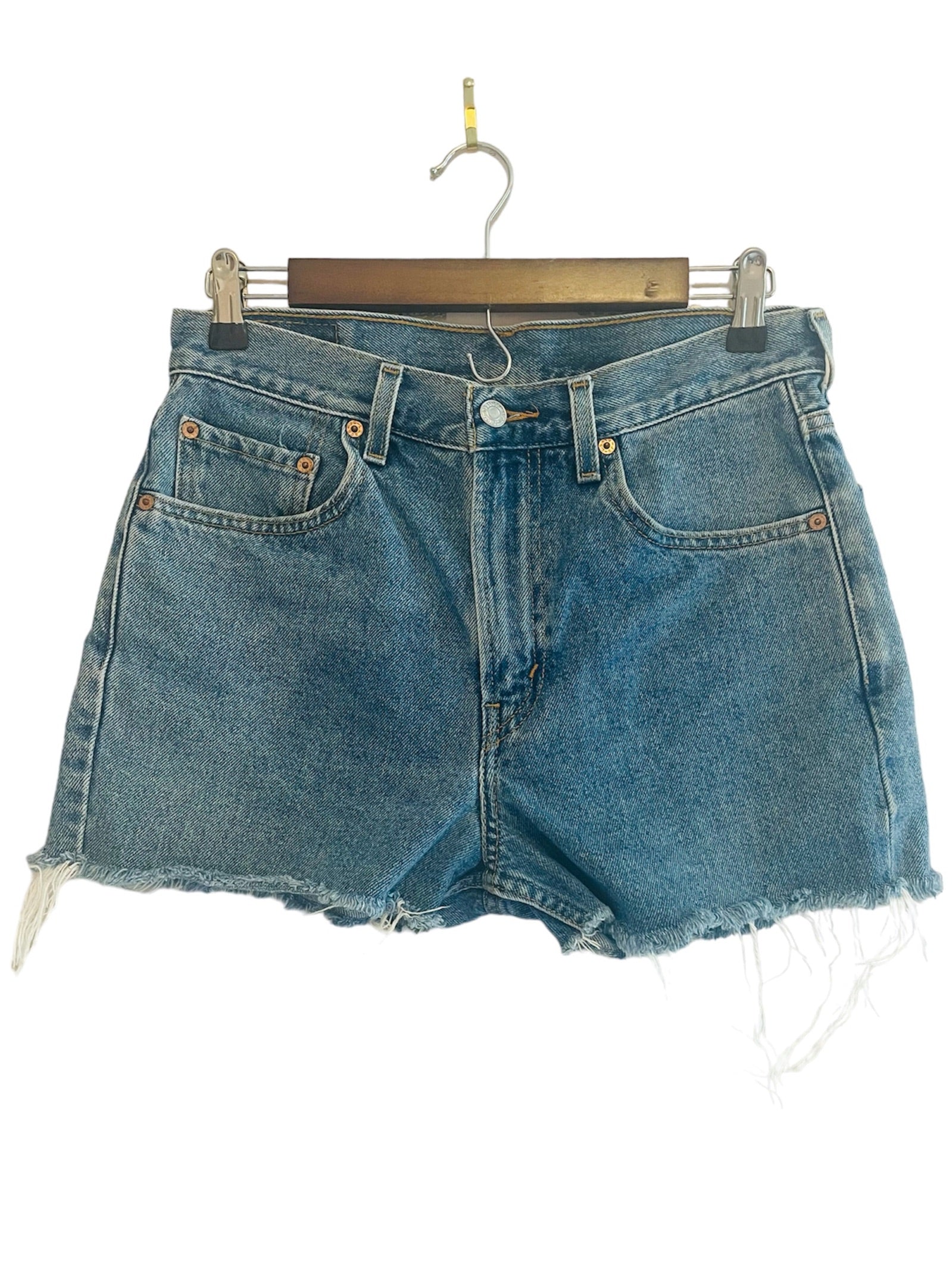 Cut Off Medium Wash Levi Shorts Size: Waist 30", Hip 36", Rise 11"