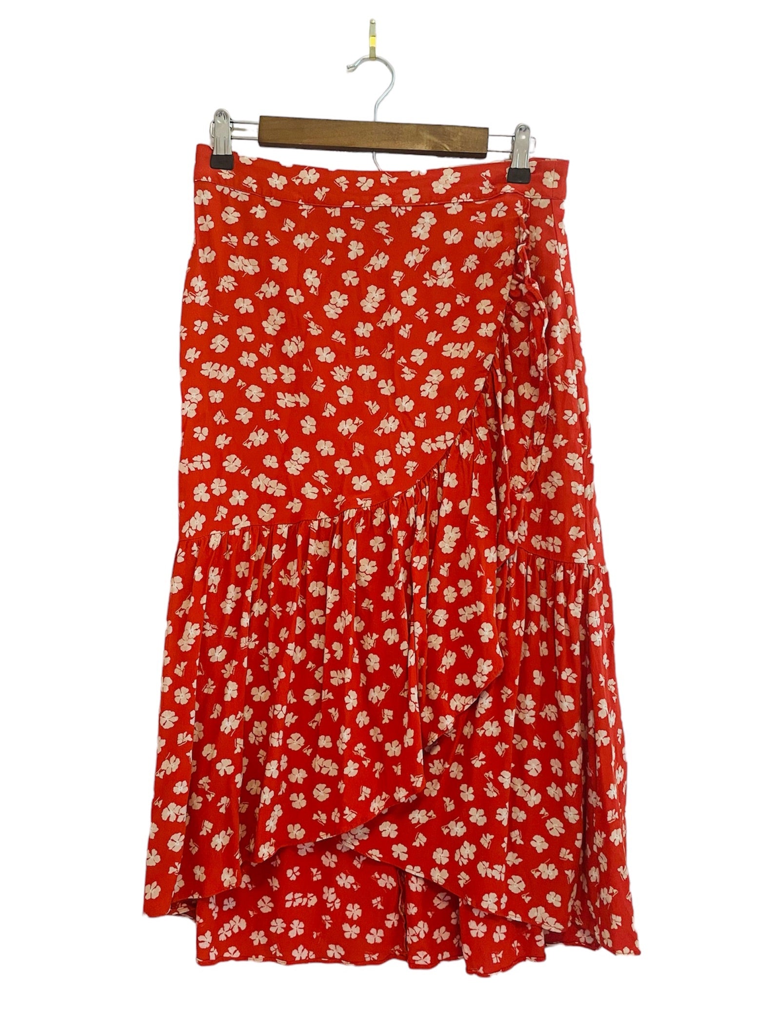 Ruffle- Wrap Midi Madewell Skirt Size: 6