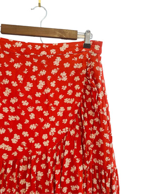 Ruffle- Wrap Midi Madewell Skirt Size: 6
