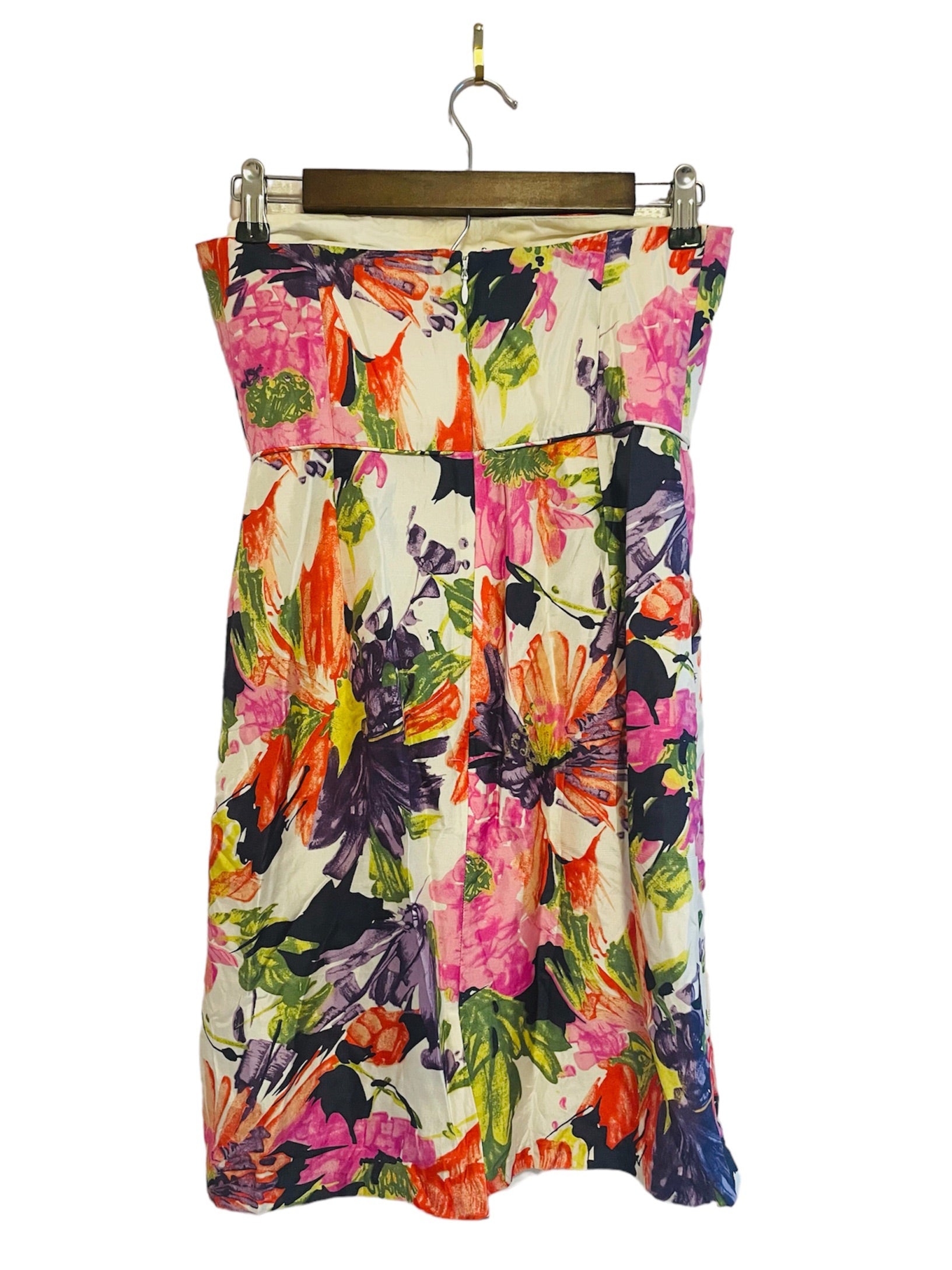 Multi Floral Strapless Silk J. Crew Dress W/ Pockets - Size: 0