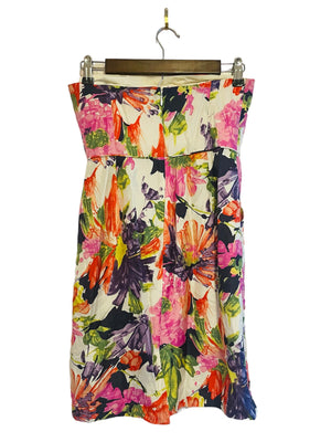 Multi Floral Strapless Silk J. Crew Dress W/ Pockets - Size: 0
