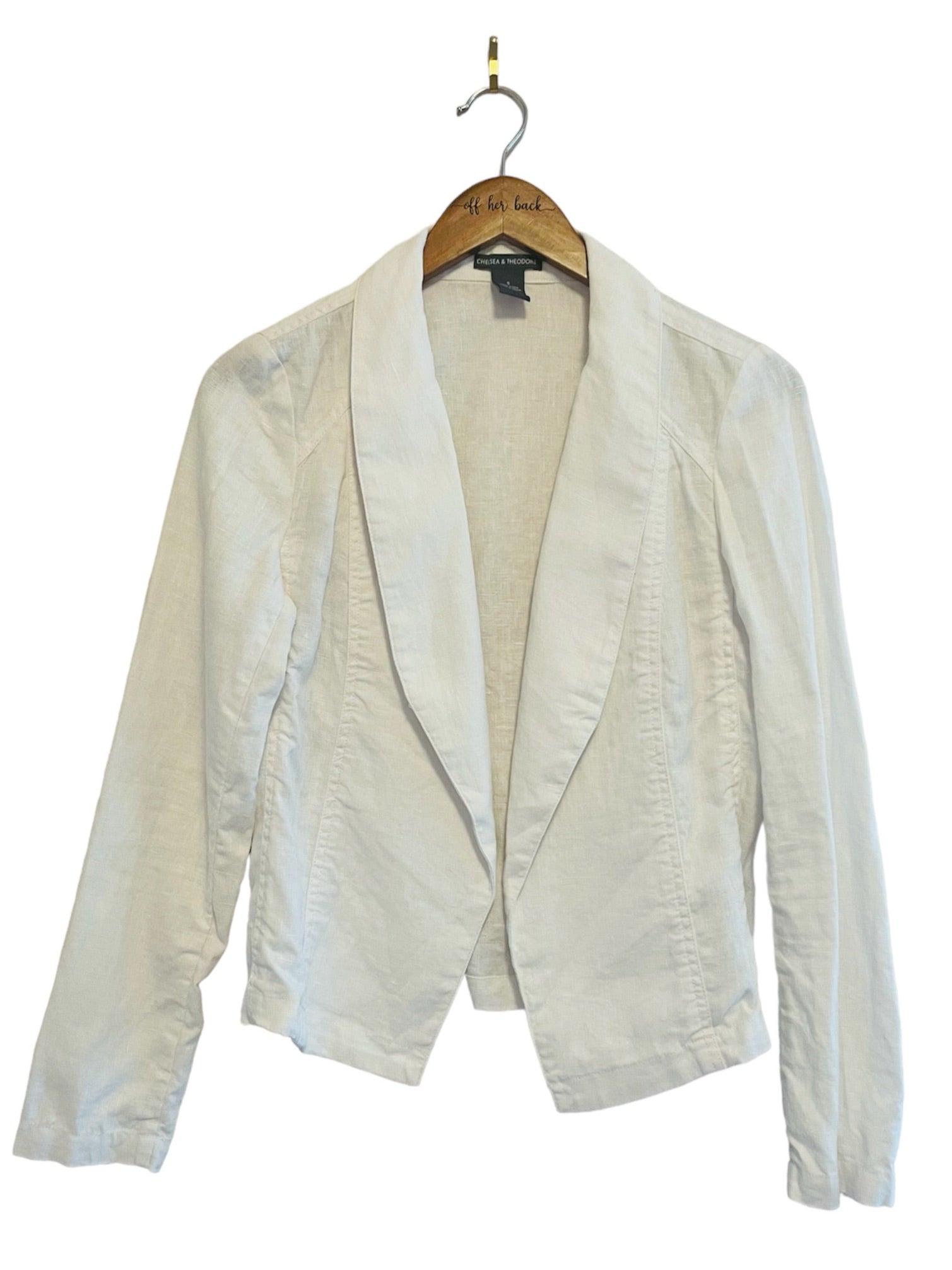 Linen White Blazer Jacket-Size: Small