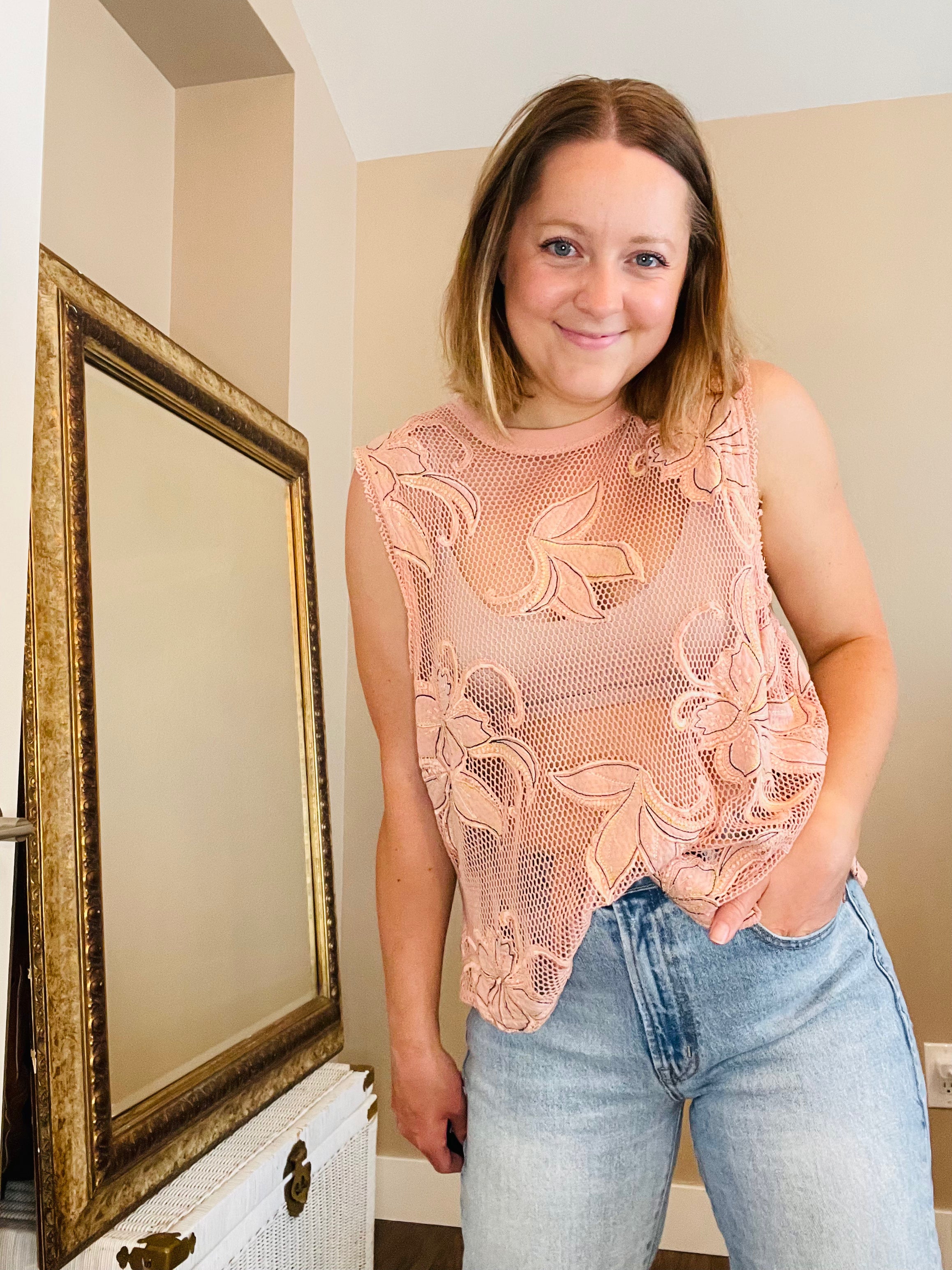 Net Floral Free People Tank