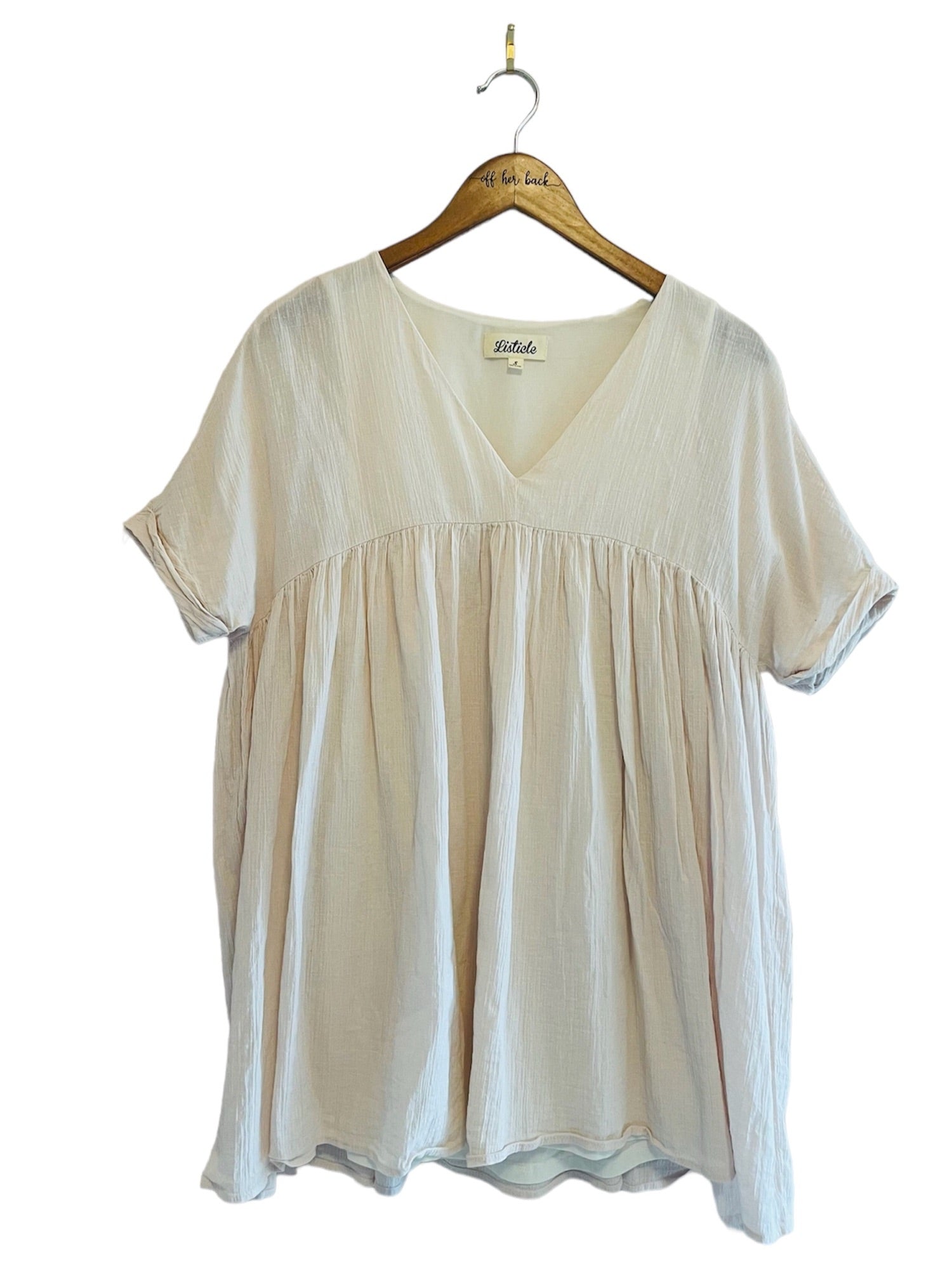 Cream Baby Doll Mini Dress Size: Small, best fit Small Petite