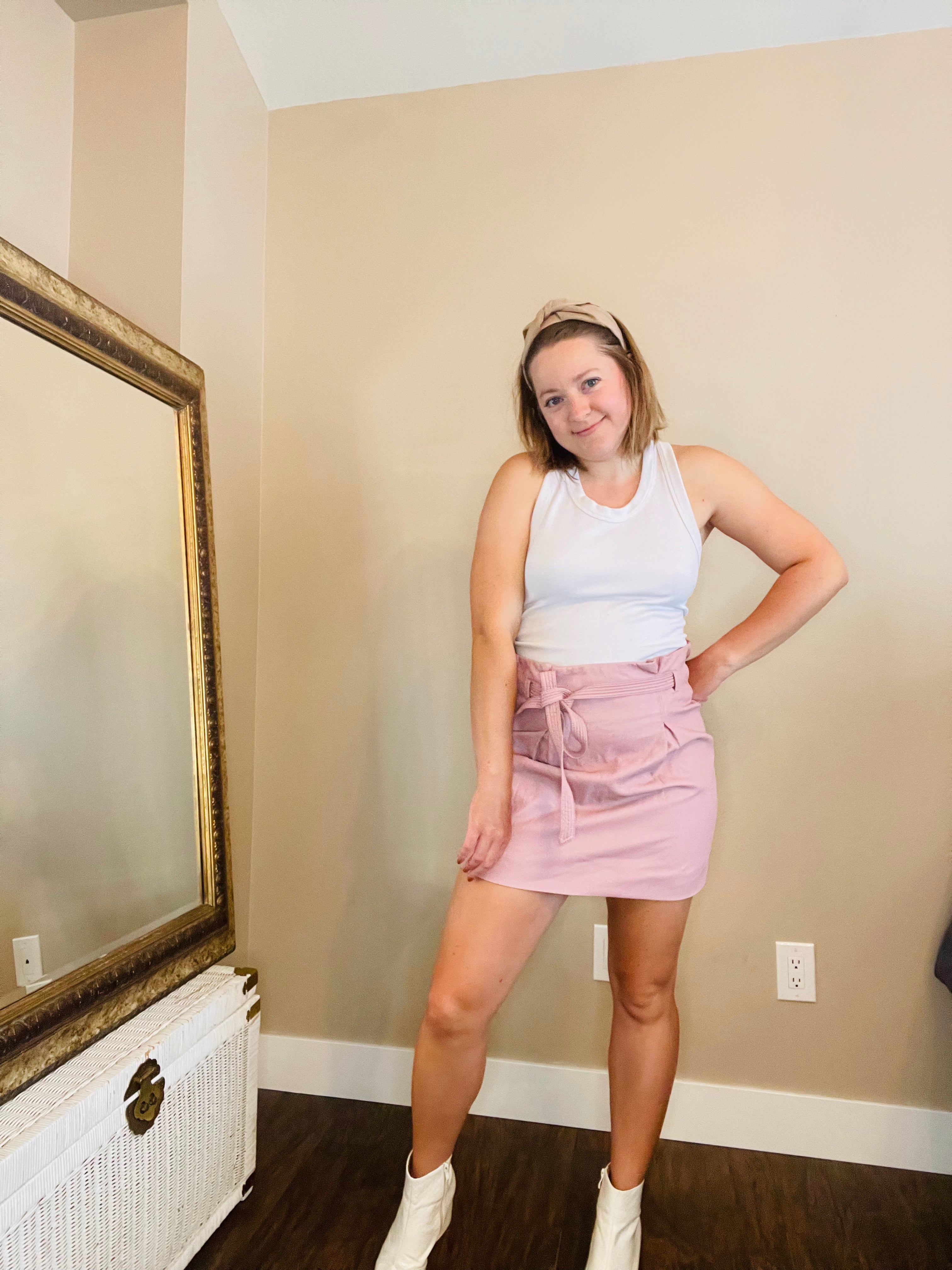 Leather Dusty Rose Mini Skirt Size: 4