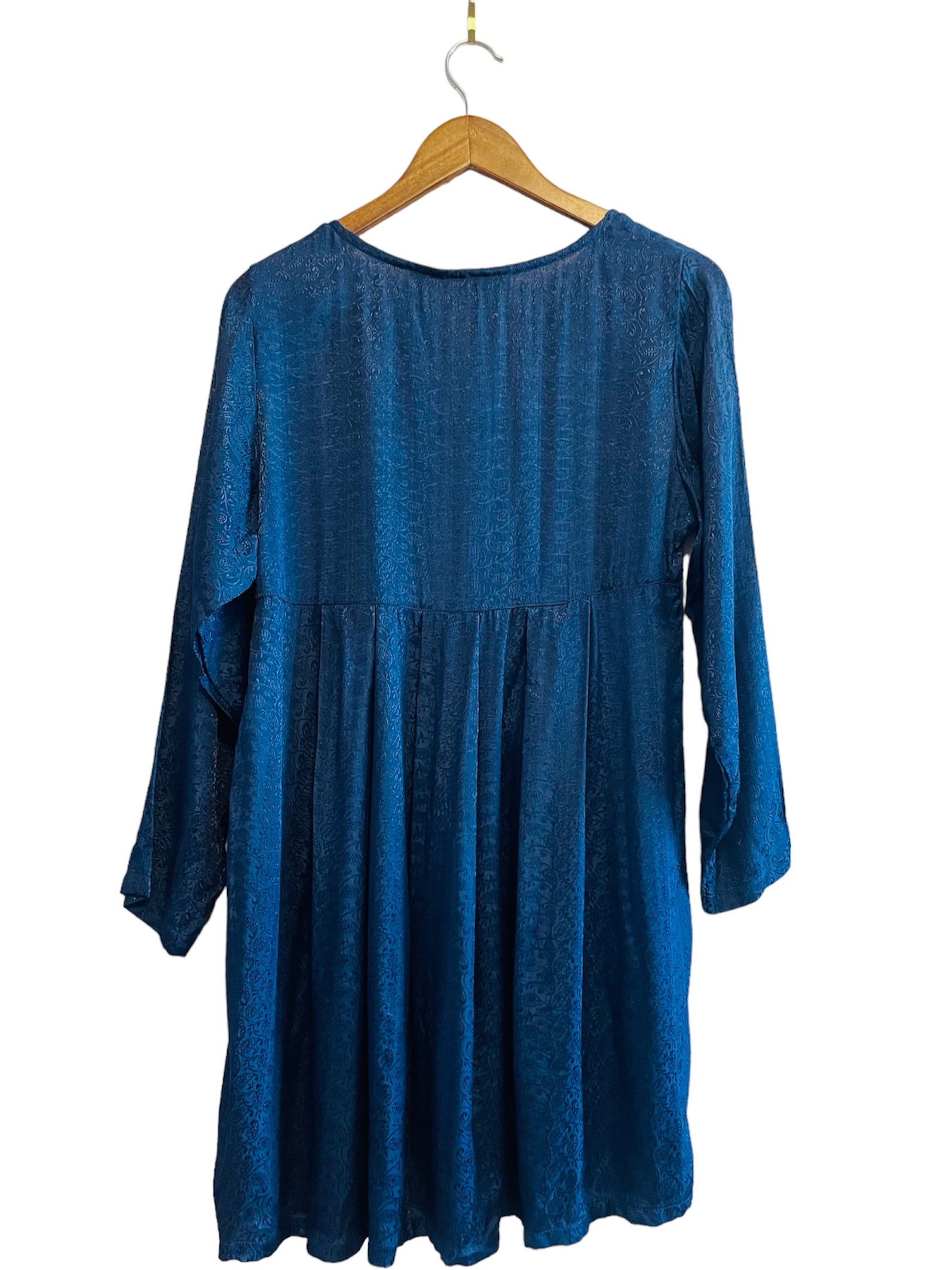 Paisley Silky Navy Long Sleeve Dress Size: Small