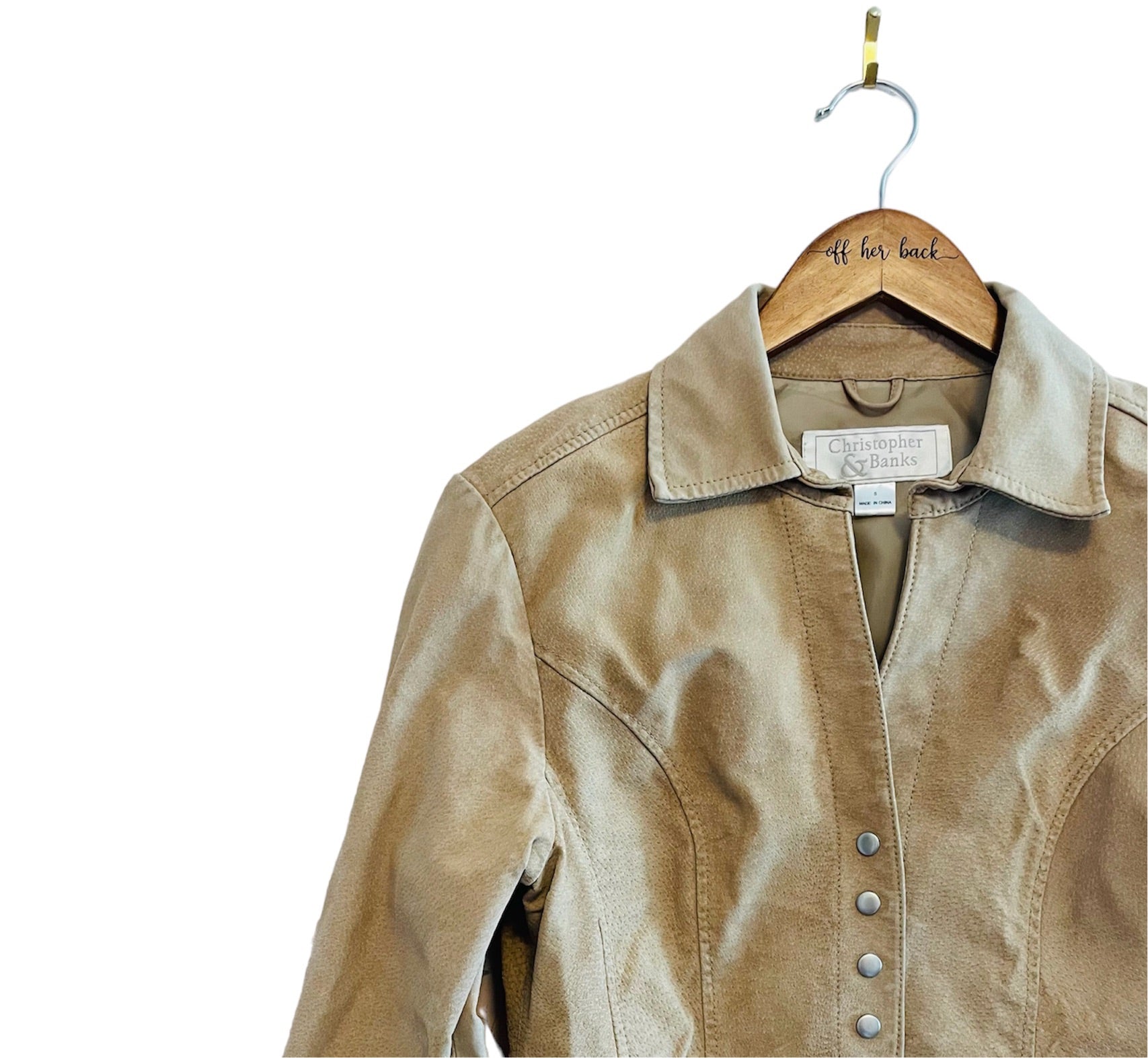 Tan Leather Button up Jacket Size: Small