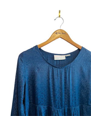 Paisley Silky Navy Long Sleeve Dress Size: Small