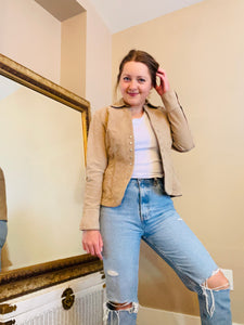 Tan Leather Button up Jacket Size: Small