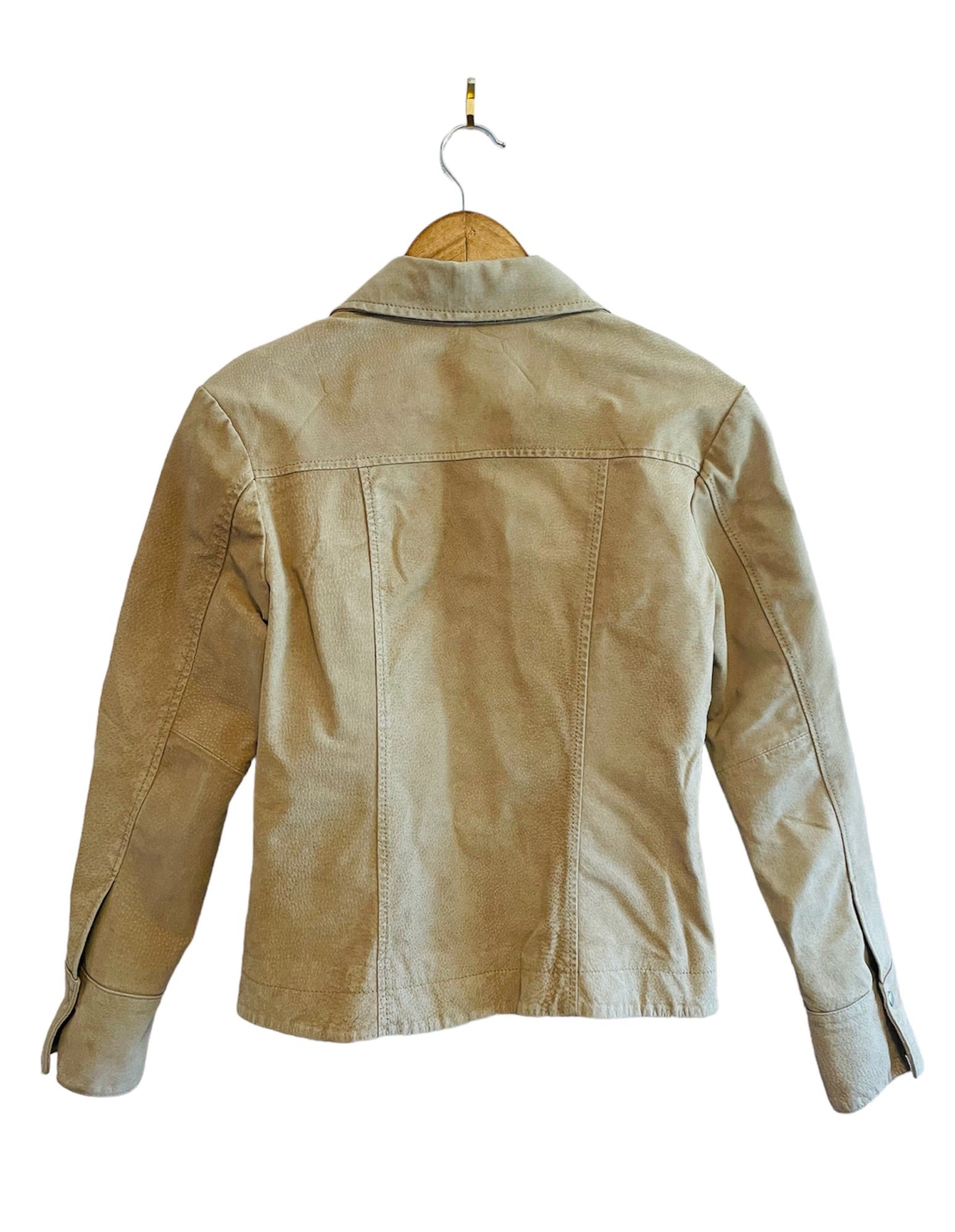 Tan Leather Button up Jacket Size: Small