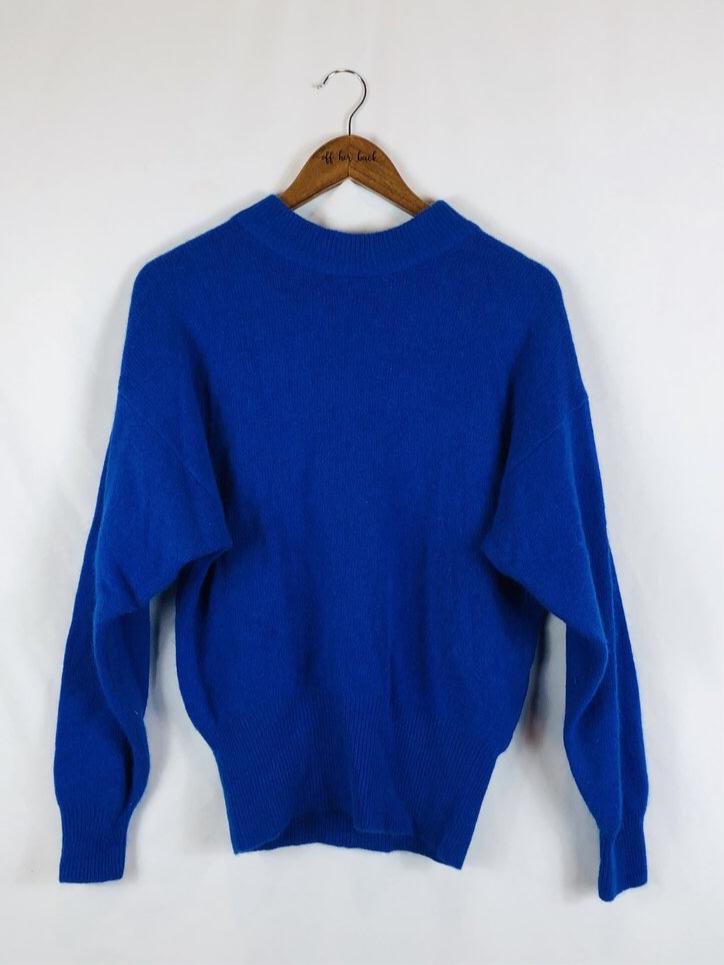 Royal Blue Back Button Up Sweater Size: Medium